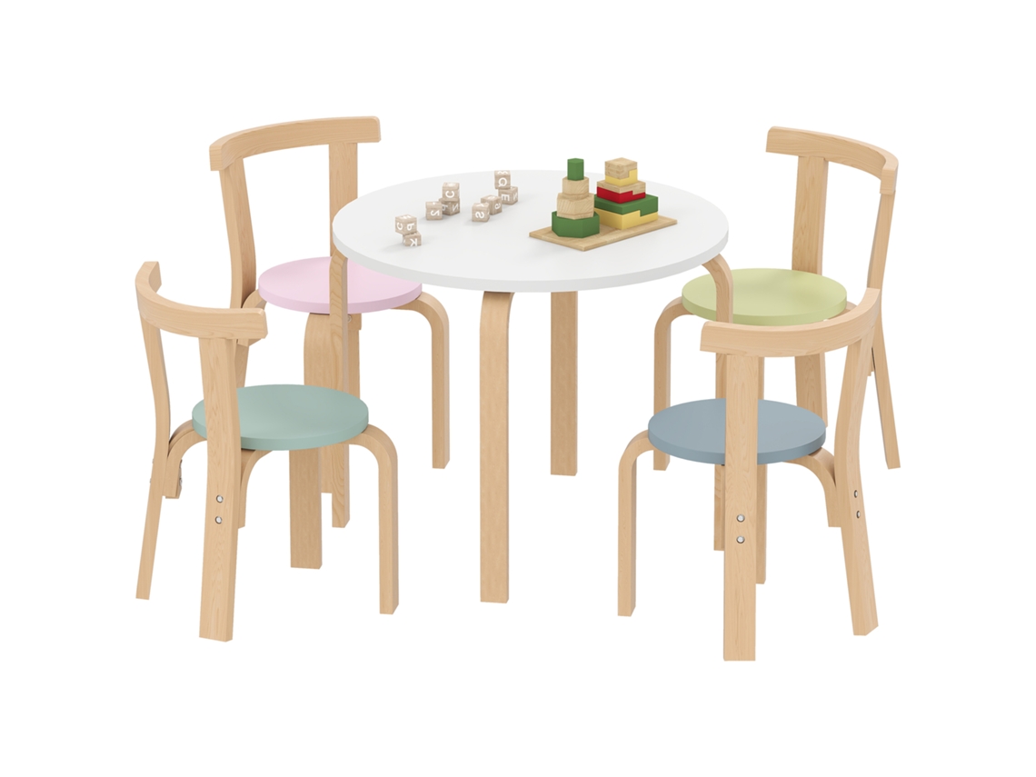 5-teiliges Kemdertisch- E Stuhlse, Leichtes Maciçamadeira, Bunt