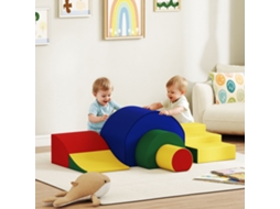 Brinquedos de Escalada Modulares para Bebês Curso de Habilidades Motoras com 5 Tijolos Gigantes de Espuma, 181 X 39 X 44 Cm, Multicolorido