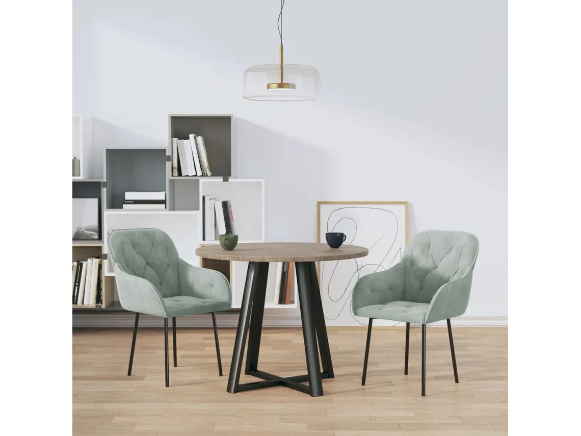 Vidaxl Cadeiras De Jantar 2 Pcs Veludo Cinzento-claro