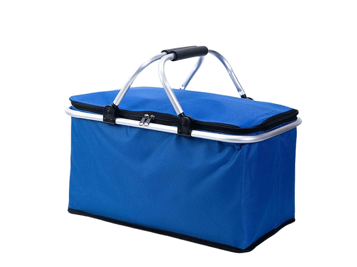 Cesta de Piquenique Isolada Grande 30l com Alça Saco Compras Pano Oxford Prática Preservação Alime Ntos Azul Celeste GOKOCO