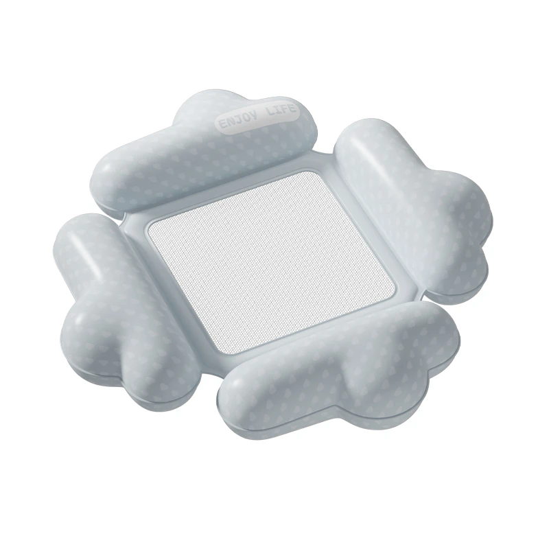 (d) Uma Boia Inflável Para Piscina Com Fundo De Rede Para Crianças E Uma Jangada Recreativa Para Água.