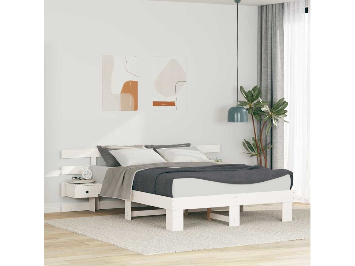 Vidaxl Estrutura Da Cama Com Cabeceira Branco 140 X 200 Cm