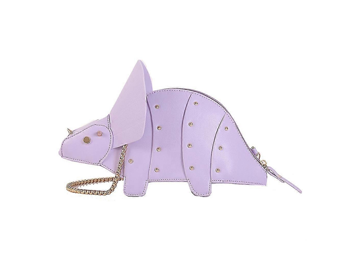 Bolsa De Ombro Feminina Estilo Dinossauro, Couro Sintético, Com Rebites E Corrente, Transversal, Roxa