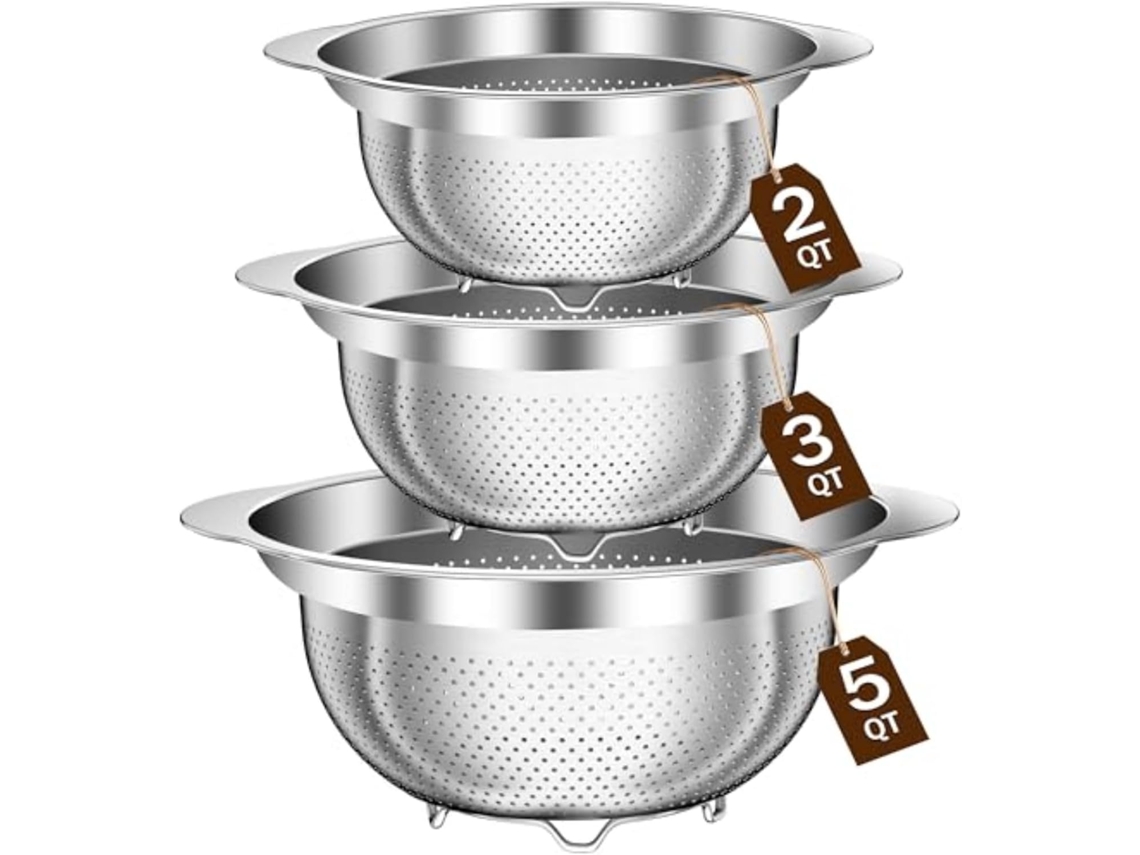 Conjunto Prático De Escorredor De Aço Inoxidável, Resistente À Oxidação, Para Legumes E Frutas.