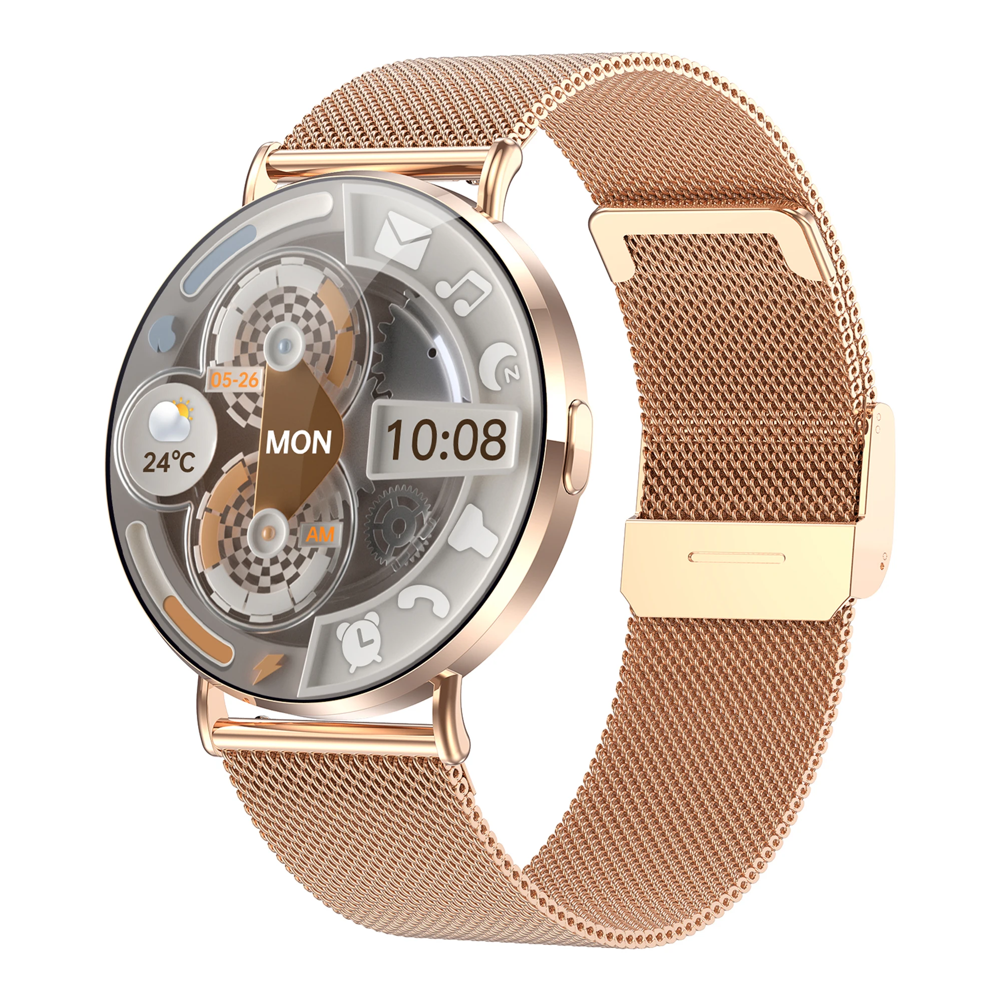 Smartwatch com uma Elegante Tela Amoled de 1,32 Polegadas e Interface de Usuário Dinâmica em 3d. MDUG (dourado)