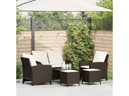 Vidaxl 6 Pcs Conjunto De Sofás Jardim C/ Almofadões Vime Pe Castanho