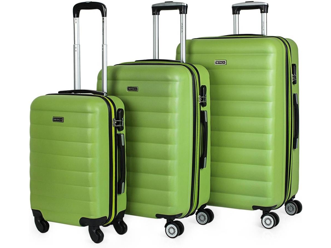 Conjunto 3 Malas de Viagem ITACA Rígida e Extensivel Verde (55x38x20 cm/ 65x42x26-29 cm/75x49x30-34 cm - 35/70/100 L)