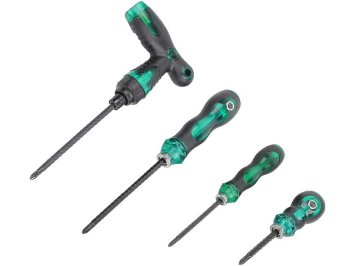 Conjunto De 4 Chaves De Fenda Retráteis Com Catraca Plana, Multifuncionais Para Manutenção.