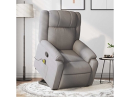 Vidaxl Poltrona Elevatória De Massagens Tecido Cinzento-acastanhado