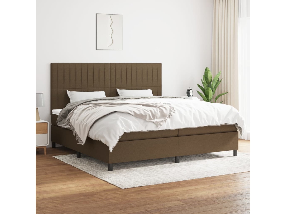 Vidaxl Cama com Molas/colchão 200x200 Cm Tecido Castanho escuro