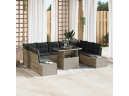 Vidaxl Conjunto De Sofá De Jardim 10 Unid. Cinzento-claro Vime Pe