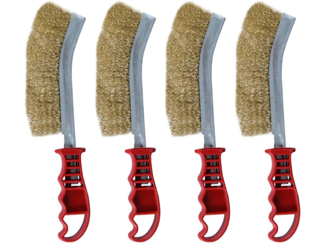 Conjunto De 4 Escovas Para Churrasco Com Cabo De Aço, Limpeza Pesada