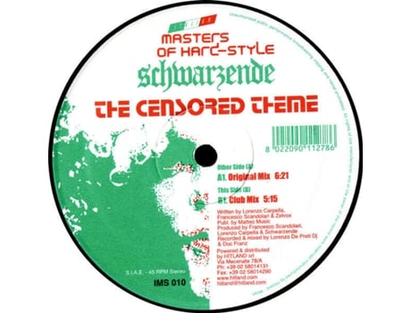 Vinil The Censored Theme Italian Masters Of Hardstyle