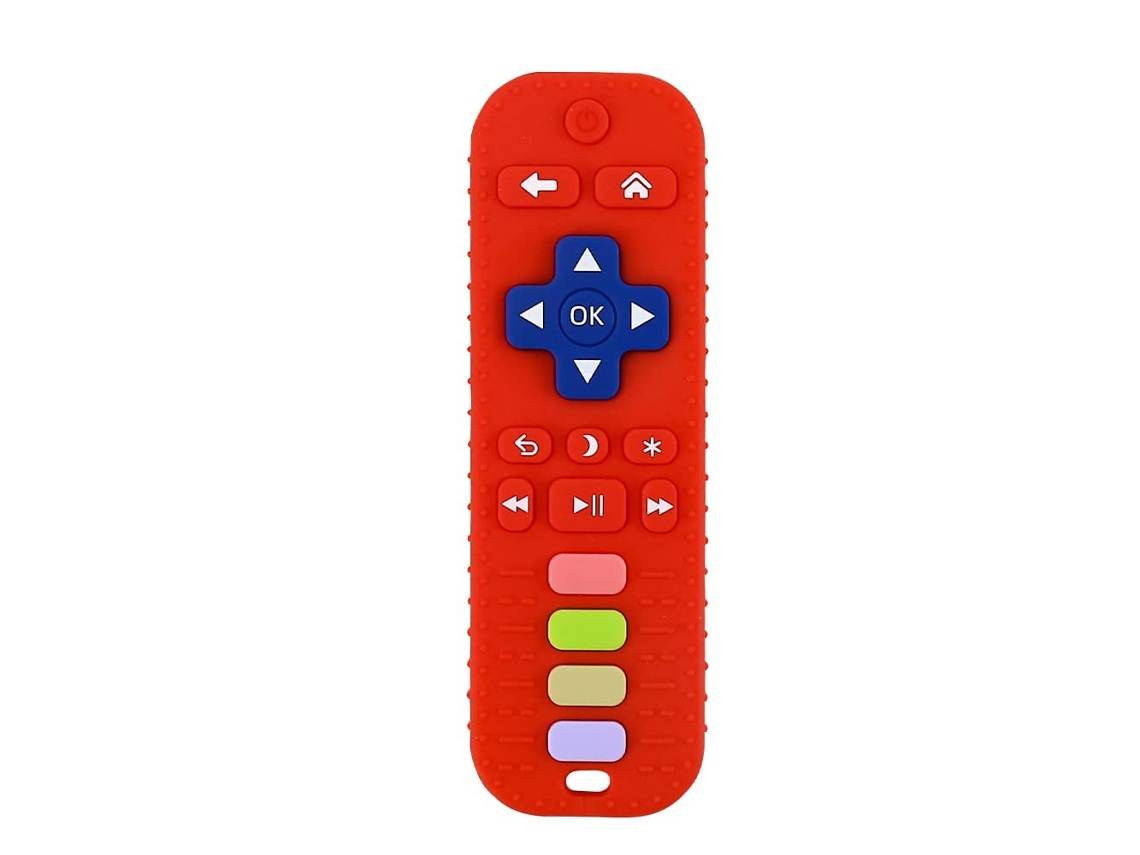 Mordedor de Silicone de Controle Remoto para Bebês, Alivia o Desconforto da Dentição,vermelho GERTIZ