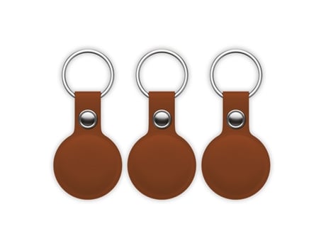 Pacote com 3 chaveiros rastreadores de couro sintético Mitag com design Apple Find My Mili marrom