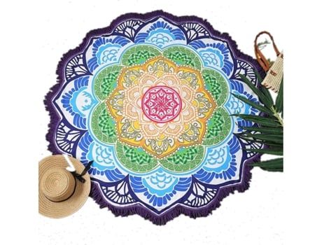 Toalha De Praia Redonda De Mandala, Cores Vibrantes, Cobertor Absorvente Seco Rápido De Microfibra Para Mulheres Homens