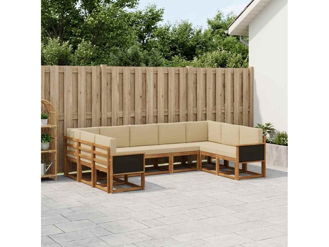 Vidaxl Conjunto De Sofás Para Exterior 9 Pcs Natural E Bege