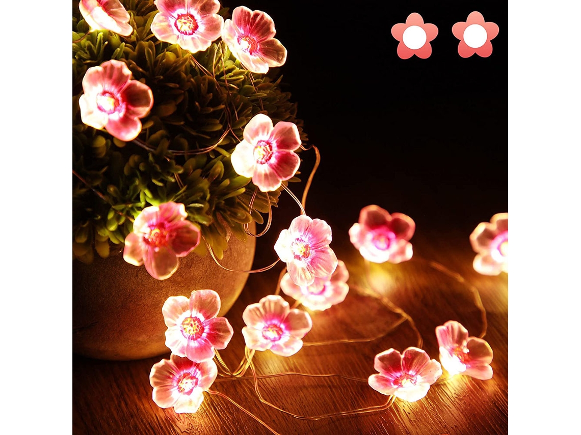 Cordão De Luzes, Formato De Rosa, 3 M, 30 Leds, Alimentação Usb, Funcionamento A Bateria, Aplicação Doméstica Versátil Em Diferentes Espaços