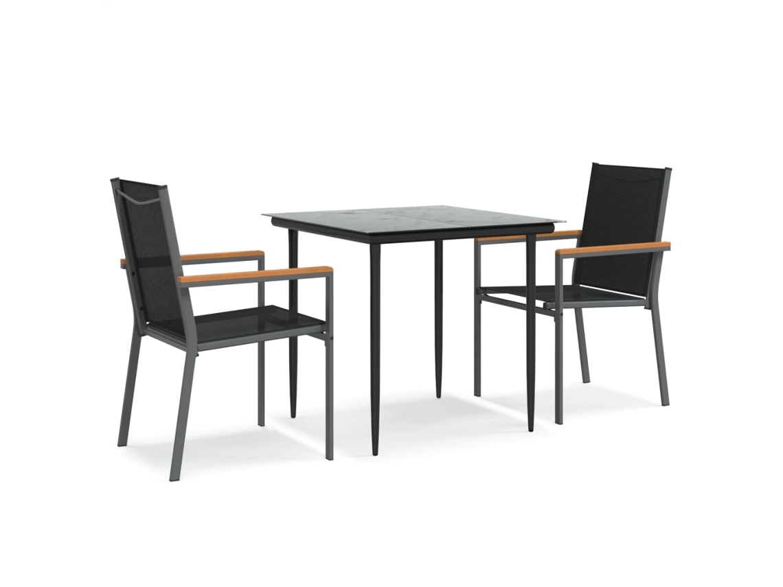 Conjunto 2 Conjunto De Jantar Para Jardim Vidaxl Preto Aço (55 X 61.5 X 90 Cm)