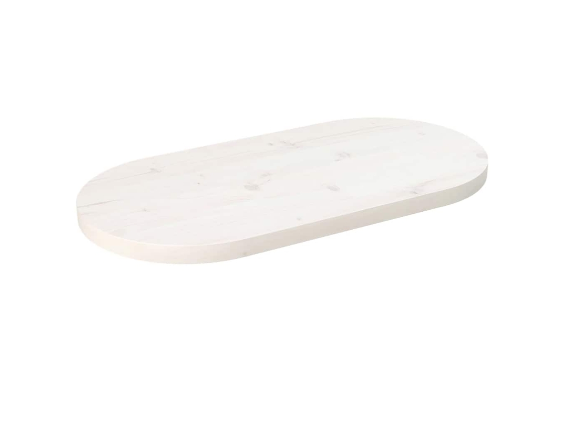 Vidaxl Tampo De Mesa Oval 70x35x2,5 Cm Pinho Maciço Branco