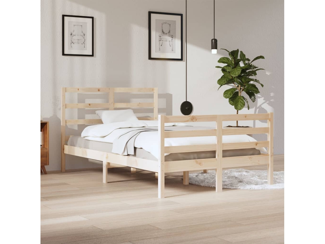 Estrutura De Cama 120x200 Cm Madeira De Pinho Maciça
