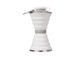 Garrafa de água esportiva dobrável Rebe de 500ml, branca, ideal para escritório, escola, camping, academia e uso diário.