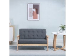 Sofá Cinza Para 2 Pessoas Com Encosto E Assentos Recheados, Pés De Madeira Com Base Antiderrapante Para Sala, Quarto Ou Escritório - 114x66x69 Cm