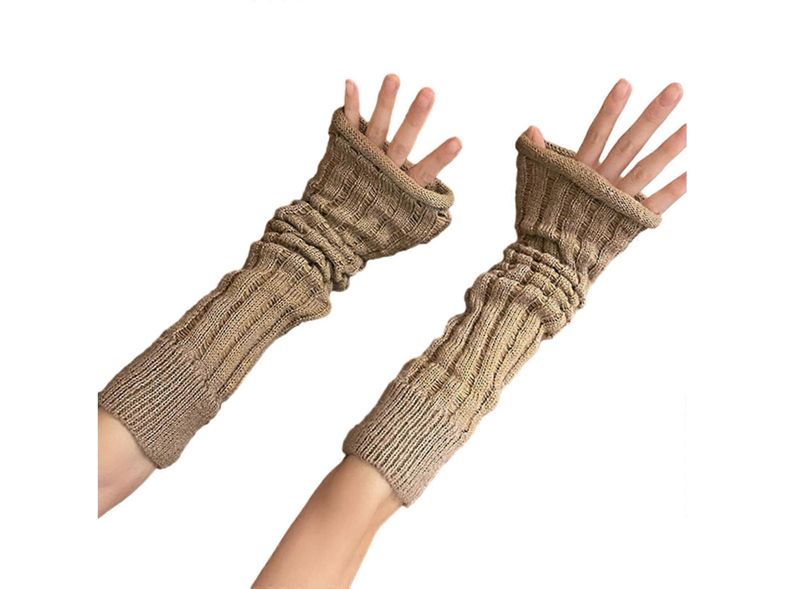Luvas Femininas Vintage De Inverno Com Mangas Compridas, Luvas Aquecedoras De Pulso, Estilo Anos 2000, Sem Dedos, Para Festas De Halloween, Brancas.