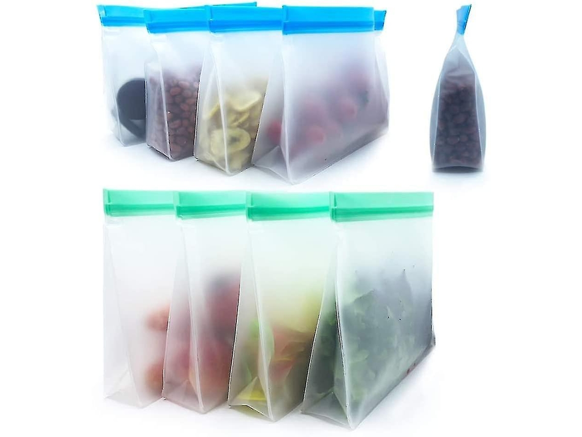 8 Bolsas de Armazenamento Reutilizáveis 4 Galões e 4 para Sanduíches, Lanches e Crianças