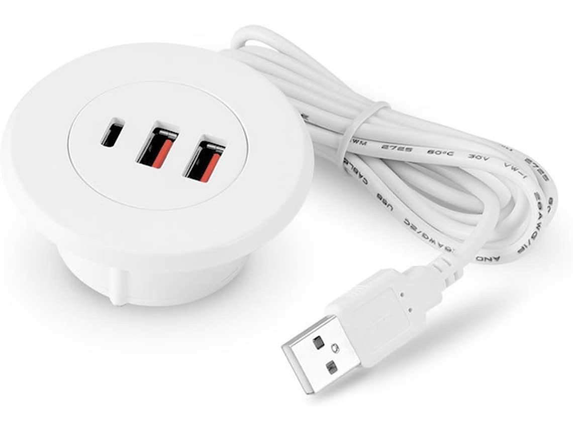 Adaptador De Mesa Redondo Com Usb Integrado Para Carregamento 3