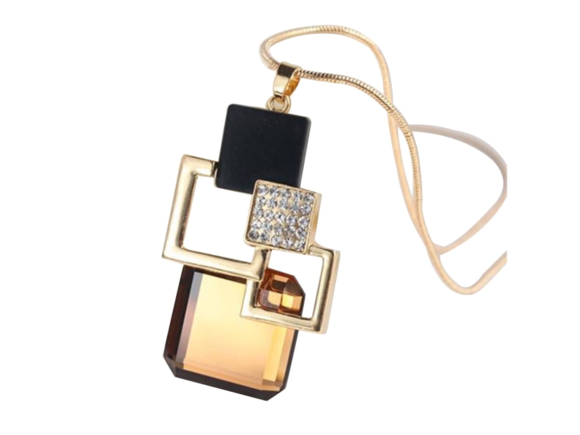 Collar Largo Con Colgante Geométrico De Moda, Cadena Para Suéter, Joyería Elegante Para Mujer (champán)