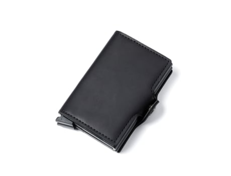 Porta-cartões Automático Em Liga De Alumínio Carteira De Metal Pu Fengma Preto