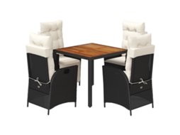 Conjunto de 5 Jantar para Jardim com Almofadões Vime Pe Preto MAISON EXCLUSIVE