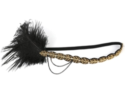 Tiara Dourada Estilo Melindrosa Com Penas (2 Peças) - Acessório Elegante Para Casamento E Decoração De Cabelo.