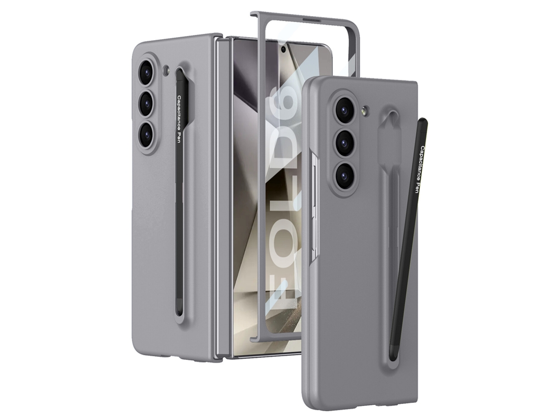 Capa Para Samsung Galaxy Z Fold 6 Ecrã Dobradiça Caneta Stylus Cinzento Czhhmart