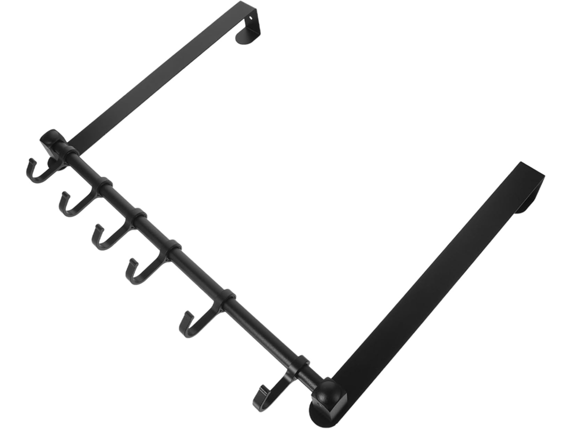 Ganchos Para Casacos Em Liga De Alumínio Preta Para Porta, 6 Unidades. Não Requer Furação.