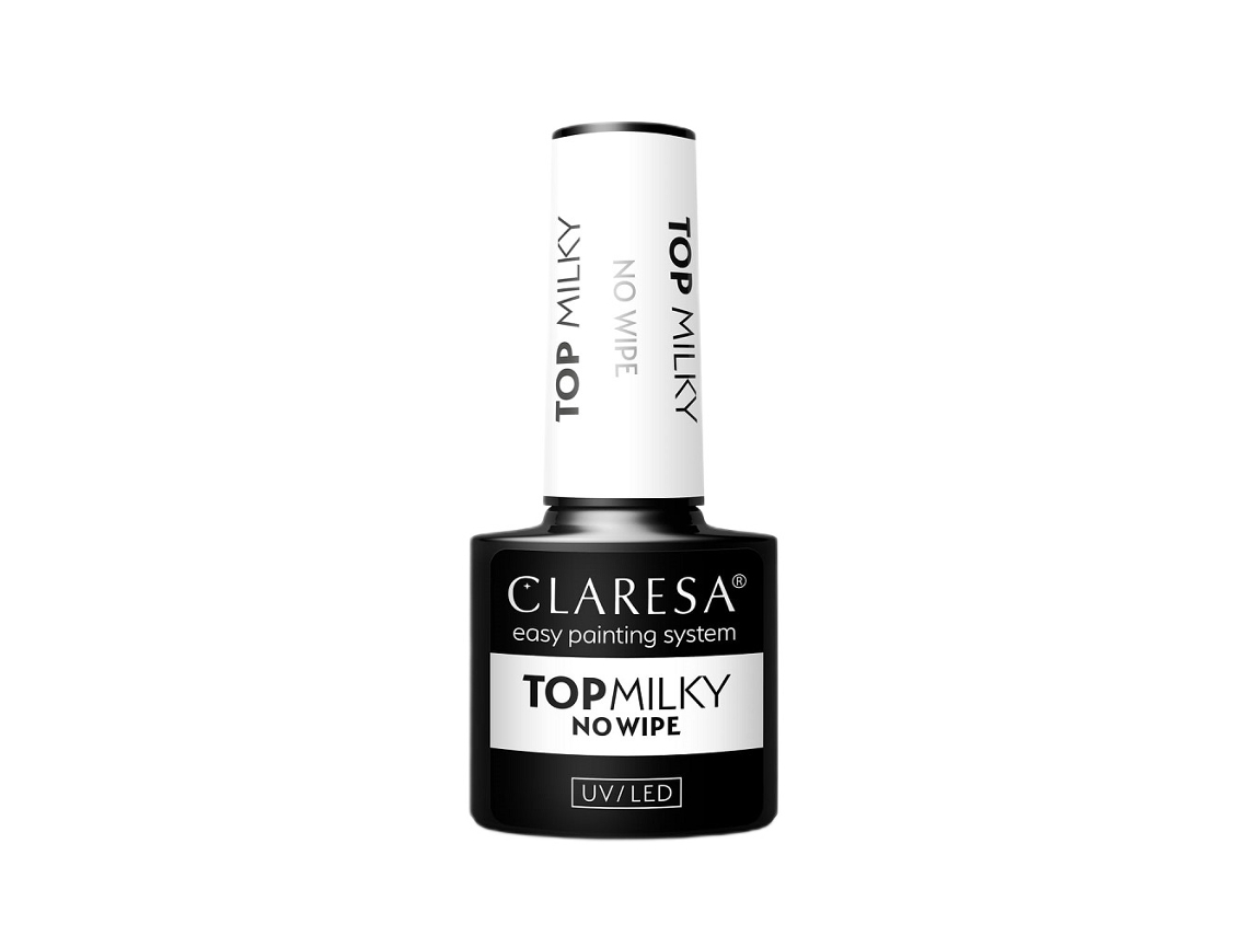 Glossy Finish Milky Hybrid Top Coat No Wipe Formula, 5g Claresa