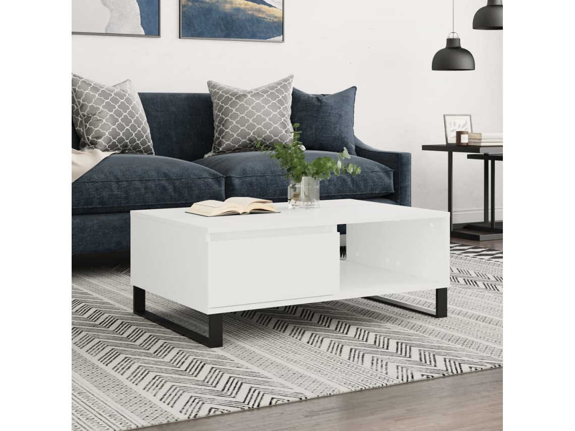 Vidaxl Mesa De Centro 90x60x35 Cm Derivados De Madeira Branco