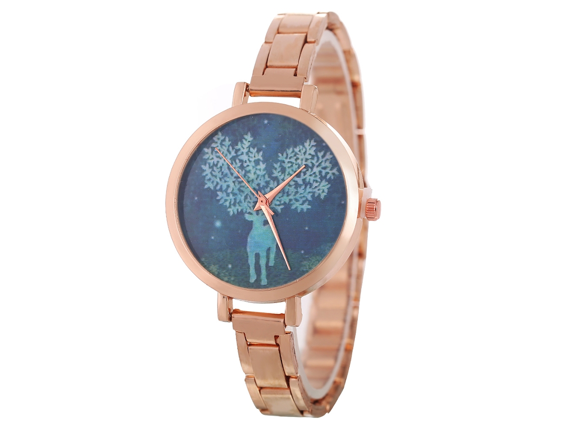 Relógio de pulso Zhoulianfa Quartz em aço com mostrador de padrão especial (ouro rosa)