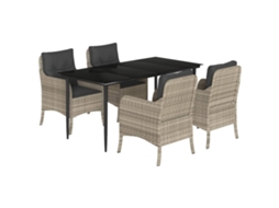 Conjunto de 5 Jantar para Jardim com Almofadões Cinzento Claro MAISON EXCLUSIVE