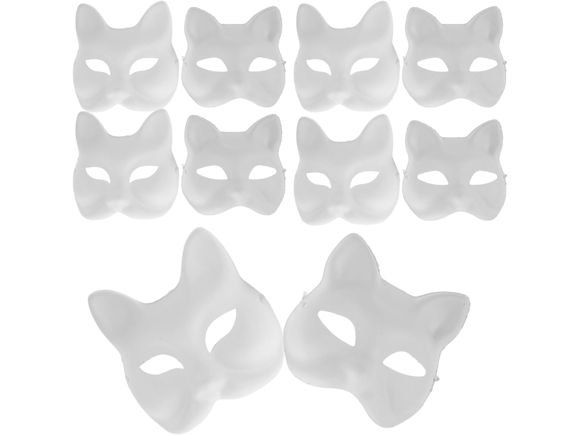 Máscaras Para Pintar (faça Você Mesmo), Conjunto De 10, Plástico Branco, Máscaras De Animais Em Branco Para Hobbies.