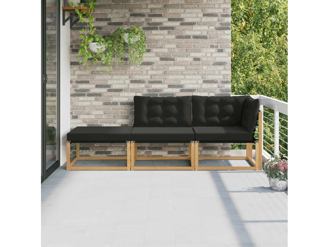 Vidaxl Conjunto De Sofás Para Exterior Madeira Sólida De Acácia Branco