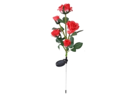 Lâmpadas Solares de Jardim com 5 Rosas Vermelhas Simuladas Led Decorativas para Exterior | S/MARCA