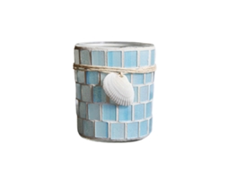 Laxiscreed Castiçal De Vidro Com Mosaico De Conchas Mediterrâneas Para Decoração Sofisticada