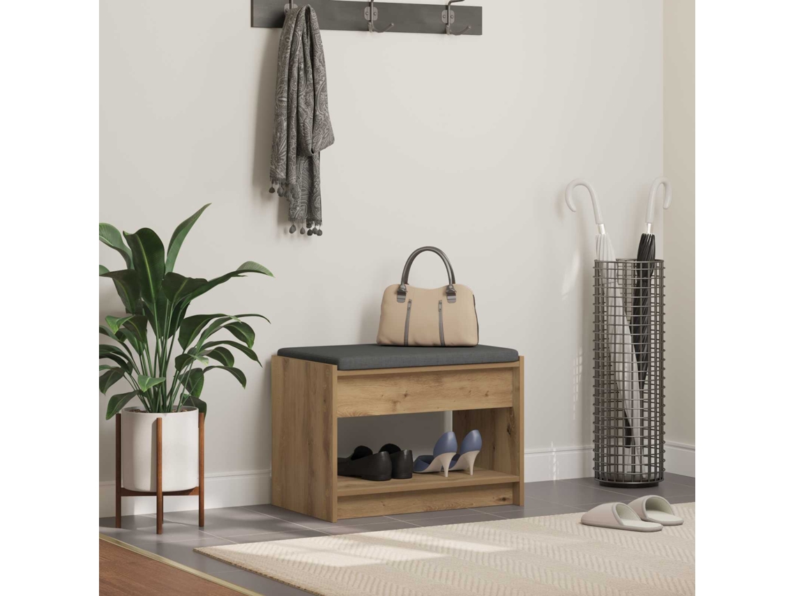 Vidaxl Banco De Hall Carvalho Artesanal 63 X 38 X 45 Cm
