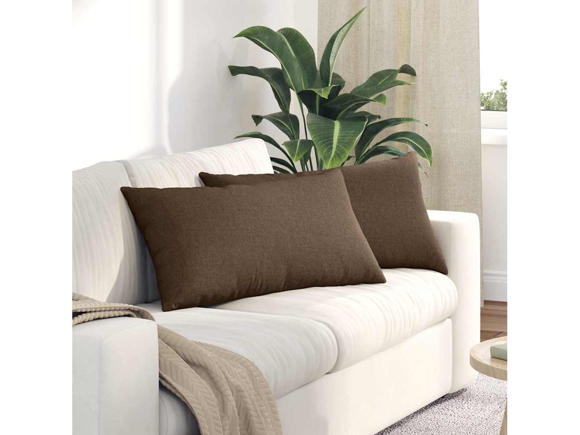 Vidaxl Travesseiros De Sofá 2 Pcs Castanho 80 X 40 Cm Tecido