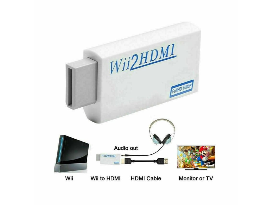 Wii Portatil para Hdmi Wii2Hdmi Full Hd Converter Adaptador de Saida de Audio para Tv Branca Worten.pt
