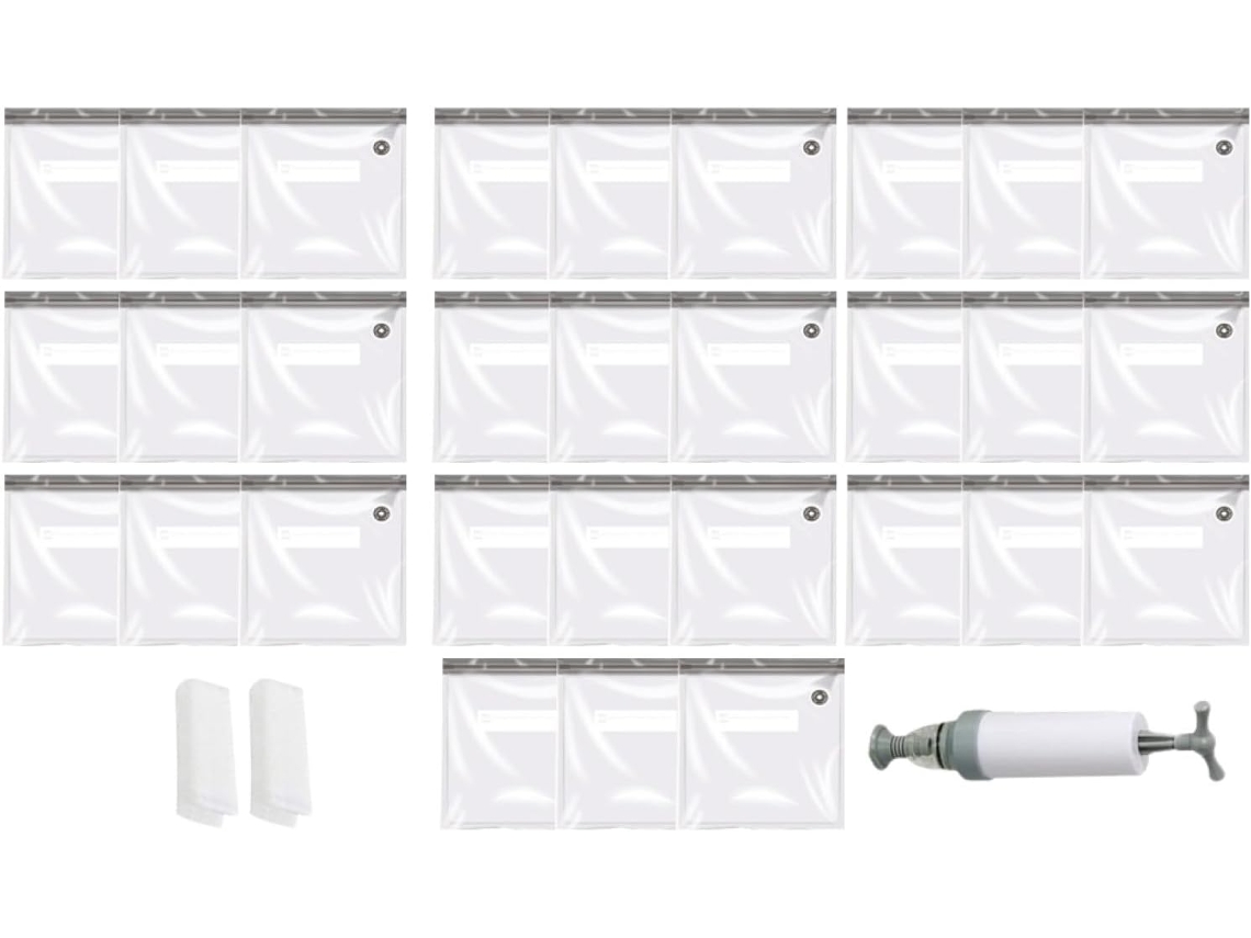 Conjunto De 13-sacos Compressão A Vácuo Para Armazenamento Alimentos, Reutilizáveis E Resistentes À Umidade, Feitos De