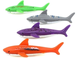 Brinquedos de Mergulho para Piscina, Conjunto com 4 Unidades de Tubarão Torpedo para Mergulho Subaquático AQUAFORGE