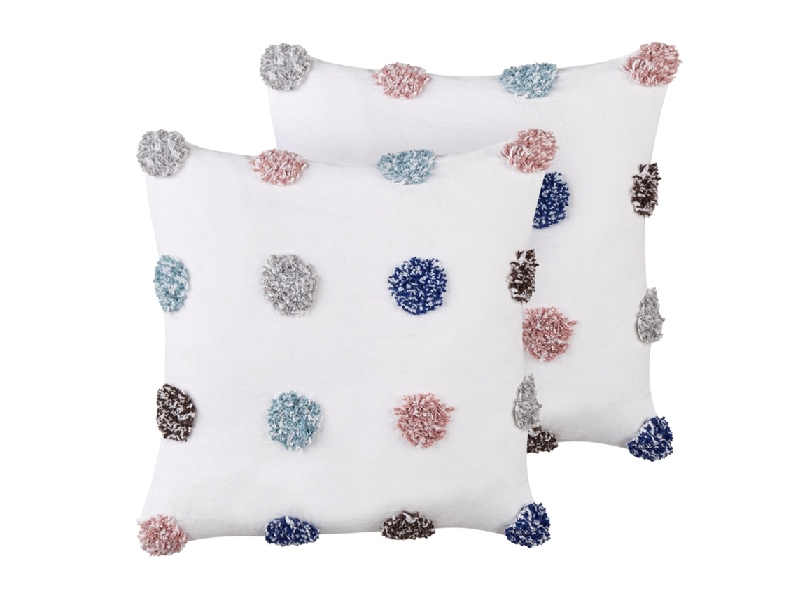 Conjunto de 2 almofadas BELIANI Bracken de Algodão Branco 45x45x4